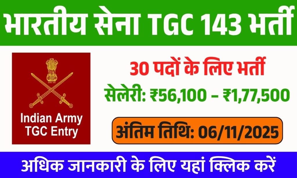 Indian Army TGC 143 Recruitment 2025