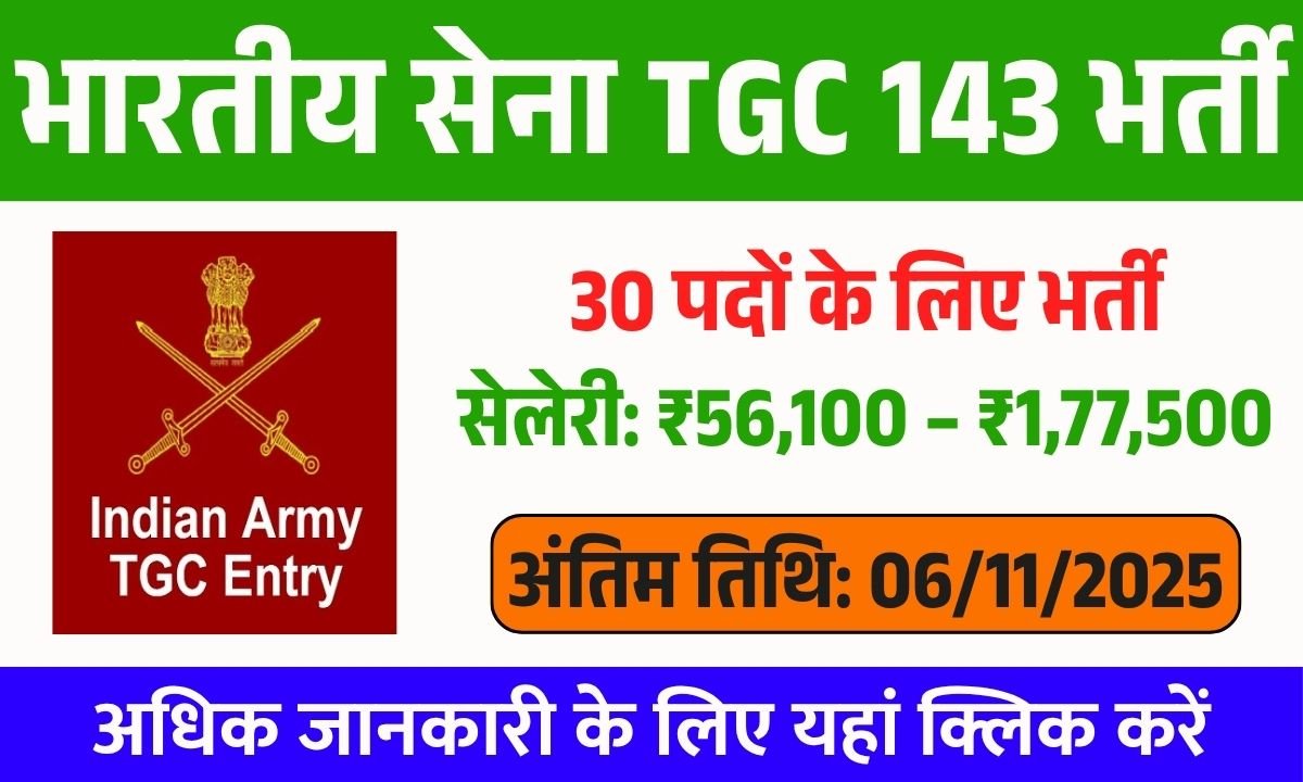 Indian Army TGC 143 Recruitment 2025